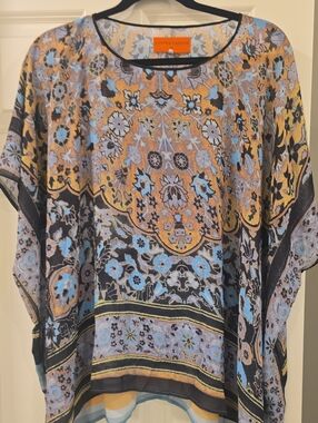 Clover Canyon Teal, Yellow & Black Floral Tunic